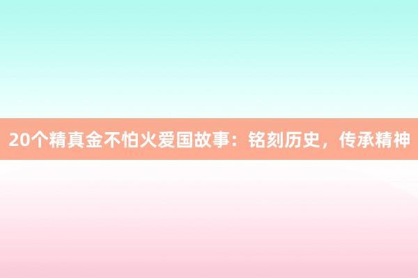 20个精真金不怕火爱国故事:铭刻历史,传承精神